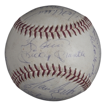 1964 American League Champion New York Yankees Team Signed OAL Cronin Baseball With 20 Signatures Including Mantle, Maris, Berra & Ford (JSA)